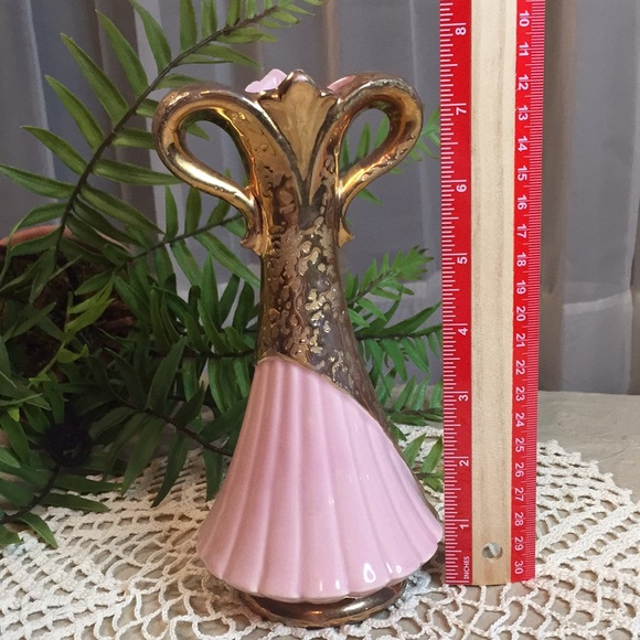 Vintage Savoy Weeping Gold Vase MCM Pink - Picture 12 of 13